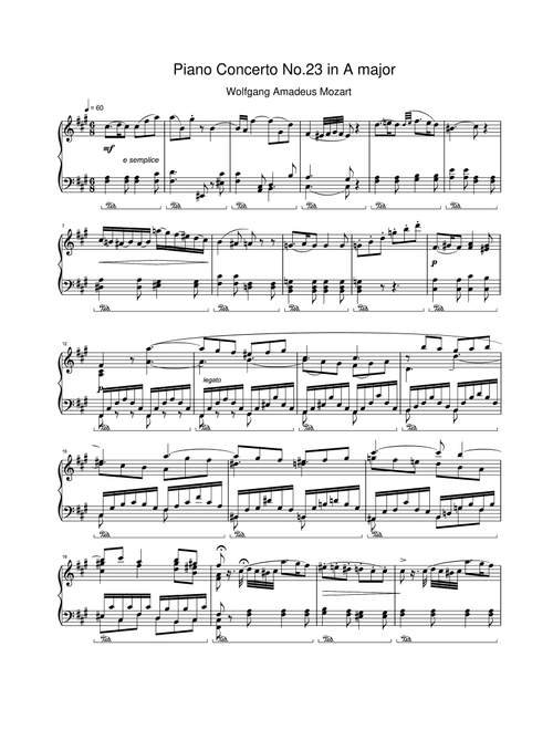 Piano Concerto No.23 in A major (Arr. Wolfgang Amadeus Mozart) (Piano Solo)