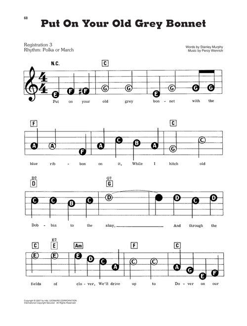 Put On Your Old Grey Bonnet - Stanley Murphy, Percy Wenrich (E-Z Play Today)