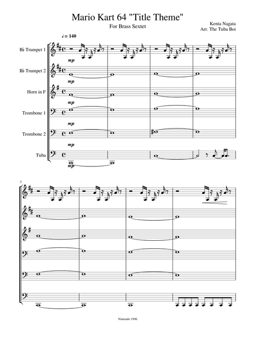 Mario Kart 64 "Title Theme" for Brass Sextet