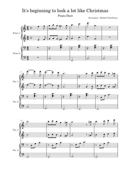 It's Beginning to Look a Lot Like Christmas - Piano Duet