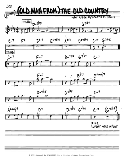 (Old Man From) The Old Country - Nat Adderley (Real Book - Melody-Chords)