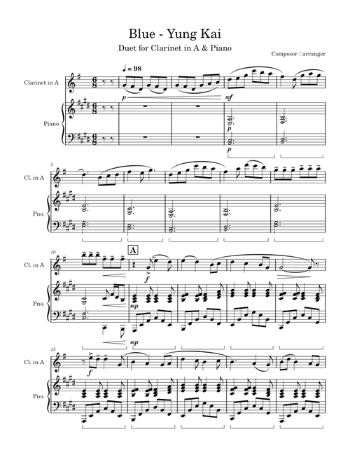 Blue [Duet for Clarinet in A & Piano]