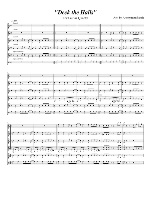 Deck the Halls // Guitar Quartet