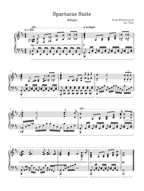 Spartacus Ballet Suite – Aram Khachaturian (Adagio Mvt.) (Piano Solo)