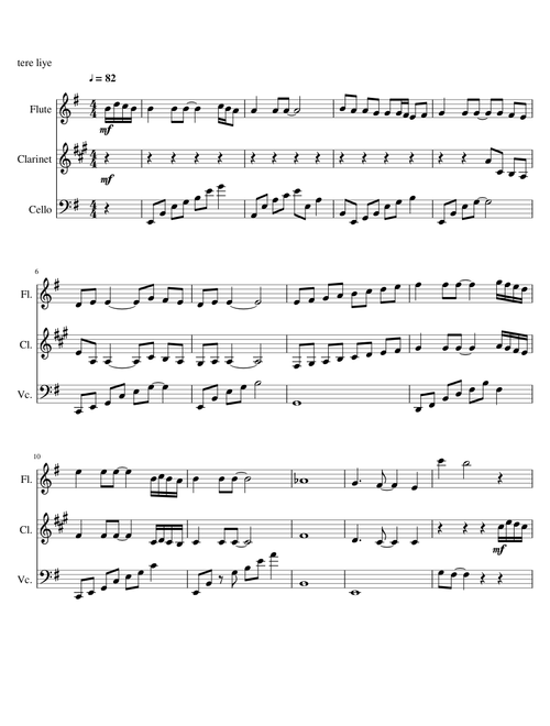 Tere Liye - simple trio arrangement