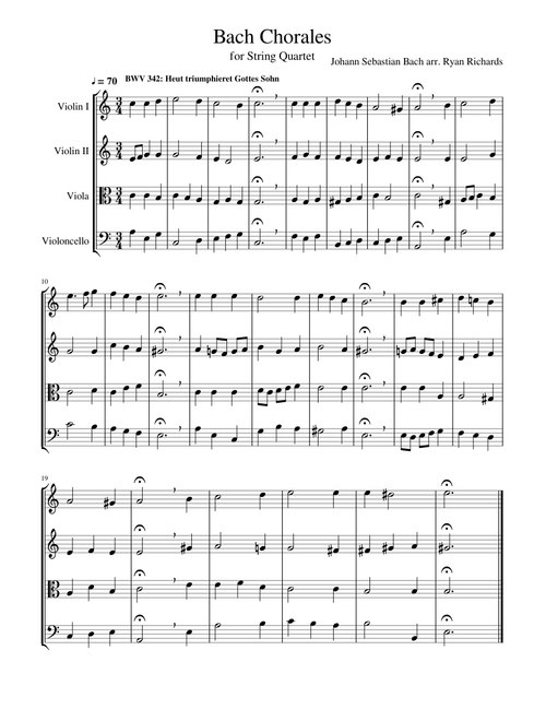Bach Chorales for String Quartet