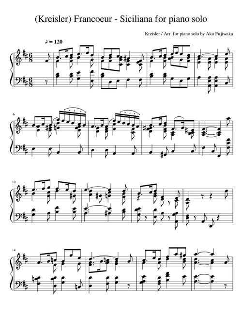 (Kreisler) Francoeur - Siciliana for piano solo