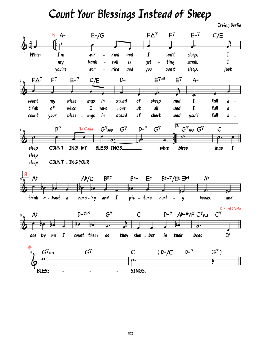 Count Your Blessings Instead of Sheep (Lead sheet with lyrics ) Sheet Music for Piano (Solo) Easy | MuseScore.com count-your-blessings-instead-of-sheep-lead-sheet-with-lyrics-sheet-music-for-piano-solo-easy-musescore-com