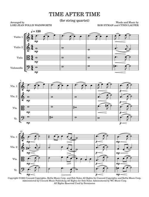 Time After Time (Arr. Lori Jean Follis Wadsworth) - Cyndi Lauper (String Quartet)