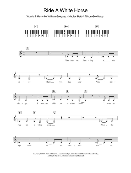 Ride A White Horse - Goldfrapp (Piano Chords-Lyrics)