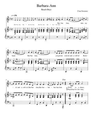 BARBARA ANN Sheet music for Soprano, Alto, Tenor, Bass voice BARBARA ANN Sheet music for Soprano, Alto, Tenor, Bass voice