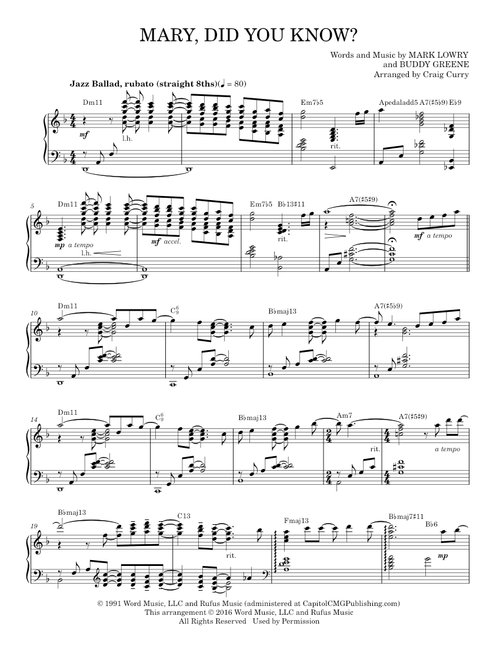 Mary, Did You Know? (Piano Solo)