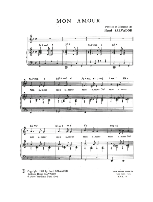 Mon Amour - Henri Salvador (Piano Vocal)