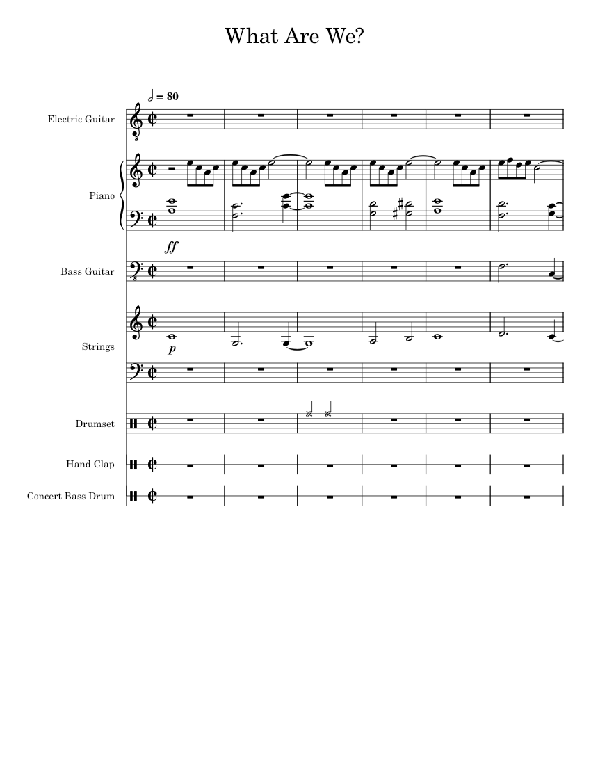 What Are We? Sheet music for Piano, Guitar, Bass guitar, Drum group