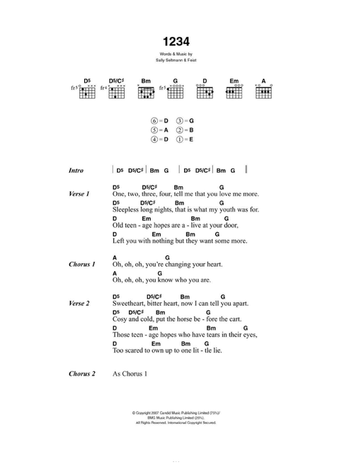 1234 - Feist (Guitar Chords-Lyrics)