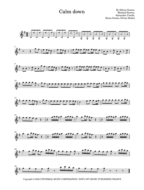 Calm Down (Arr. Lkmusic) - rema (Alto Sax Solo)