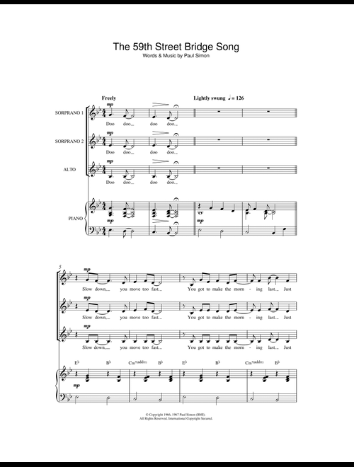 The 59th Street Bridge Song (Feelin' Groovy) - Simon & Garfunkel (Choral, SSA)