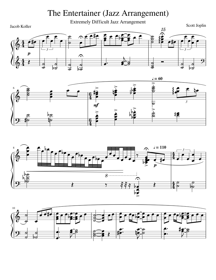 The Entertainer (Jazz Arrangement) Sheet Music for Piano (Solo