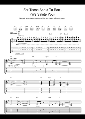 Play Official version of For those about to rock Sheet Music
