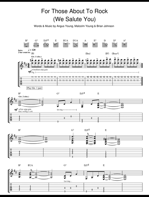 For Those About To Rock (We Salute You) - AC/DC (Guitar Tab)