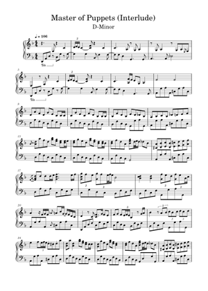 Master of Puppets: Metallica Sheet Music for Piano (Rock band