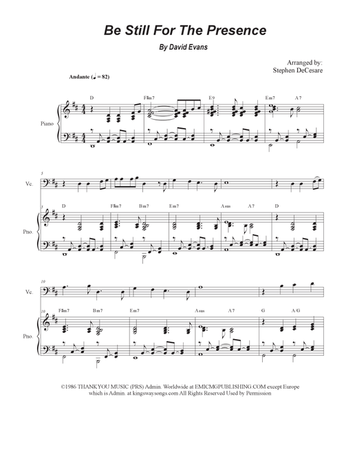 Be Still For The Presence (Arr. Stephen DeCesare) - David Evans (Cello and Piano)