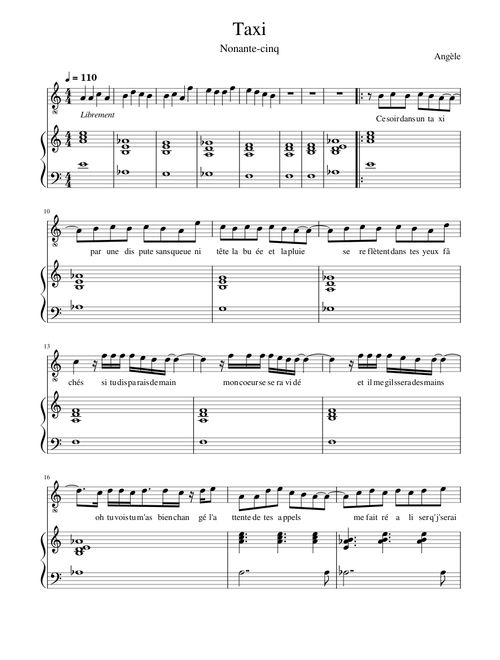 Taxi  – Angèle - avec paroles (lyrics)