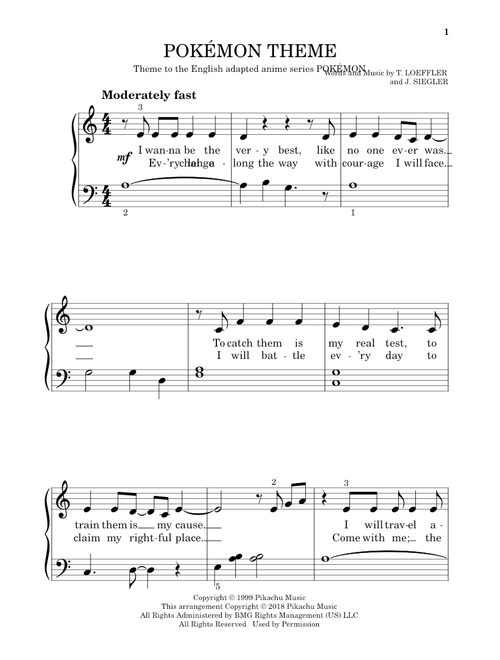 Pokemon Theme - J Siegler (Beginning Piano Solo)