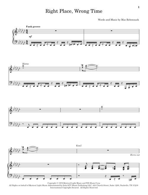 Right Place, Wrong Time - Dr John (Keyboard Transcription)