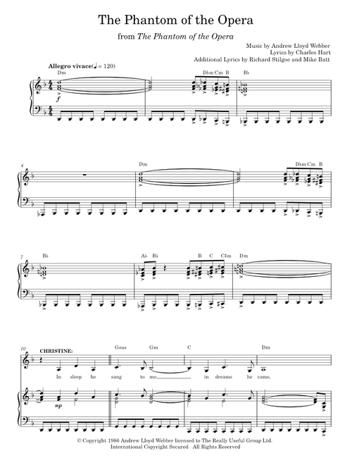 The Phantom Of The Opera - Andrew Lloyd Webber, The Phantom Of The Opera Musical