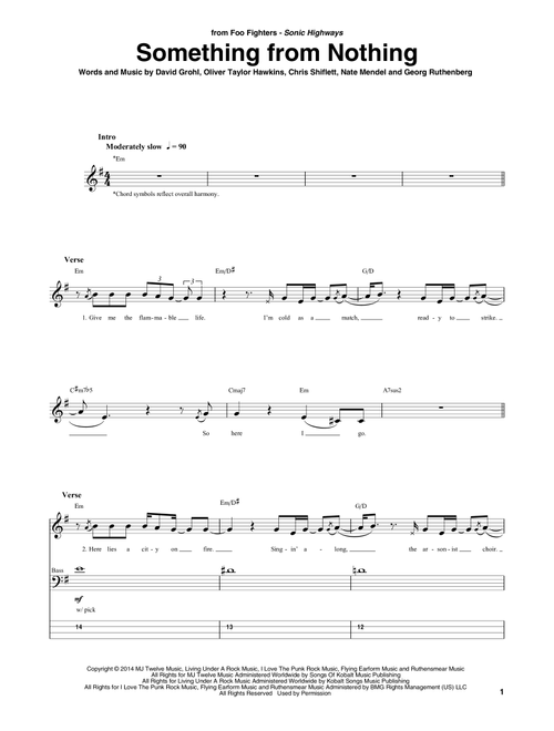 Something From Nothing - Foo Fighters (Bass Tab)