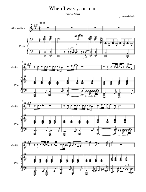 When I was your man piano alto saxophone