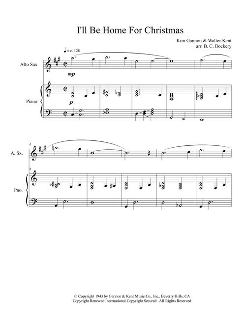 I'll Be Home For Christmas (Arr. B. C. Dockery) - Rascal Flatts (Alto Sax and Piano)