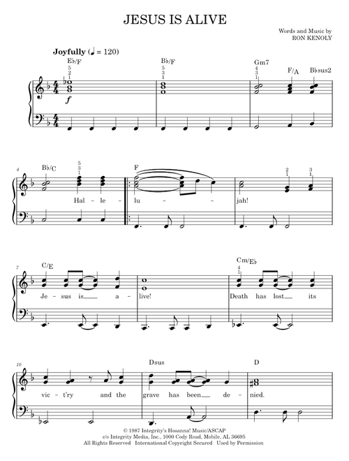 Jesus is alive - Ron Kenoly (Easy Piano)