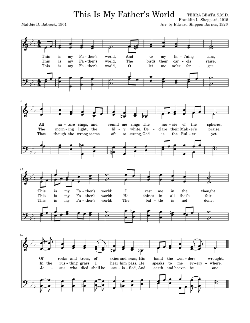 TH 111 This Is My Father's World Sheet music for Piano (Piano Duo ...