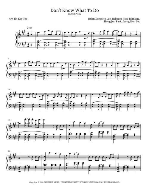 Don't Know What To Do (Arr. Jin Kay Teo) - BLACKPINK (Piano Solo)