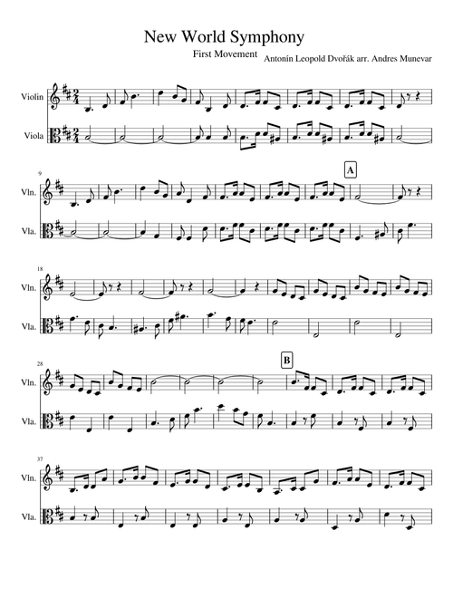 New World Symphony - Violin & Viola Duet