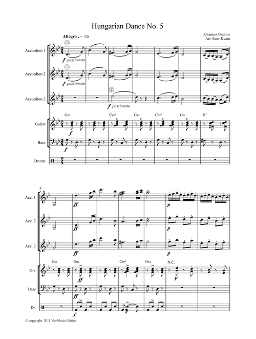Brahms: Hungarian Dance No. 5 (Accordian Orchestra) (Arr. Roar Kvam) - J. Brahms (Small Ensemble)