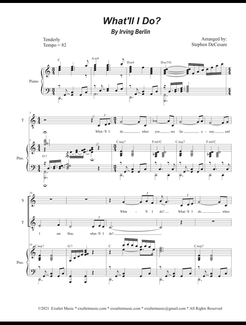 What'll I Do? (Duet for Soprano and Tenor solo) (Arr. Stephen DeCesare) - Irving Berlin (Voice Duet and Piano)
