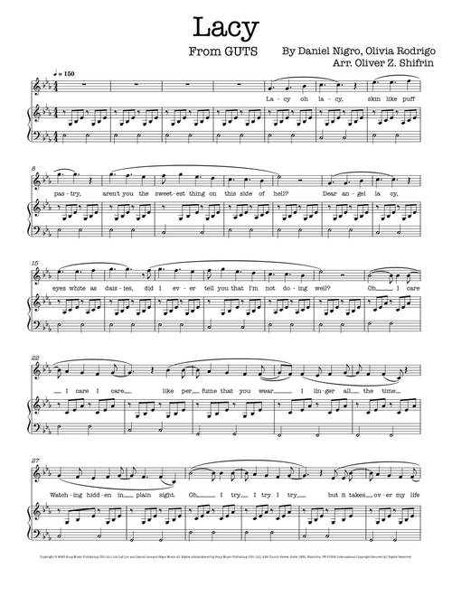 Lacy (Arr. Oliver Z. Shifrin) - Olivia Rodrigo (Piano Vocal)