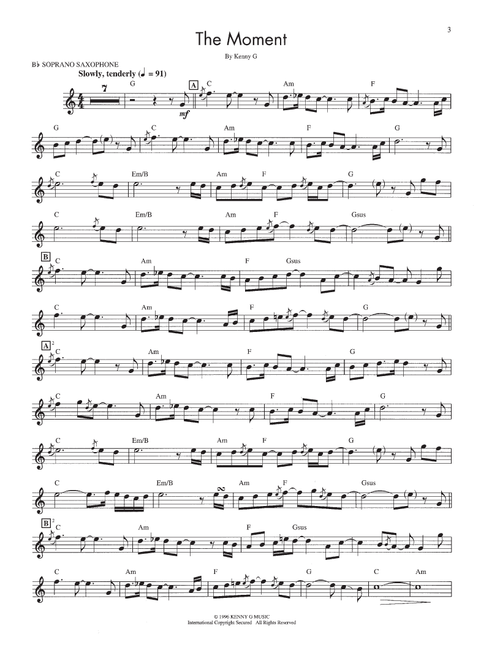 The Moment - Kenny G (Soprano Sax Transcription)