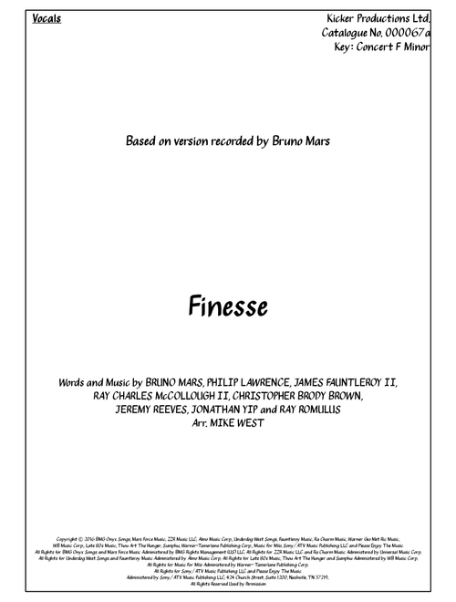 Finesse (Arr. Arr. Mike West) - Bruno Mars (Vocal Solo)