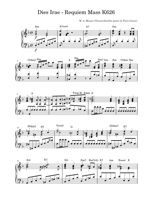 Dies Irae, KV 626 – Wolfgang Amadeus Mozart Dies Irae from the Requiem Mass (K626) by Wolfgang Amadeus Mozart