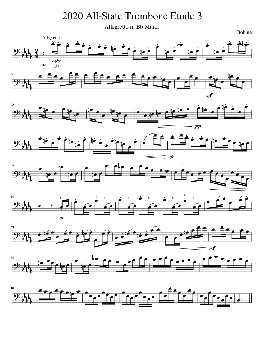 TMEA 2020 AllState Trombone Etude 3 Sheet music for Euphonium (Solo