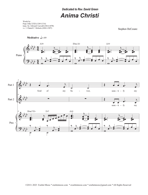 Anima Christi (2-part choir) - Stephen DeCesare (Choral, 2-Part)
