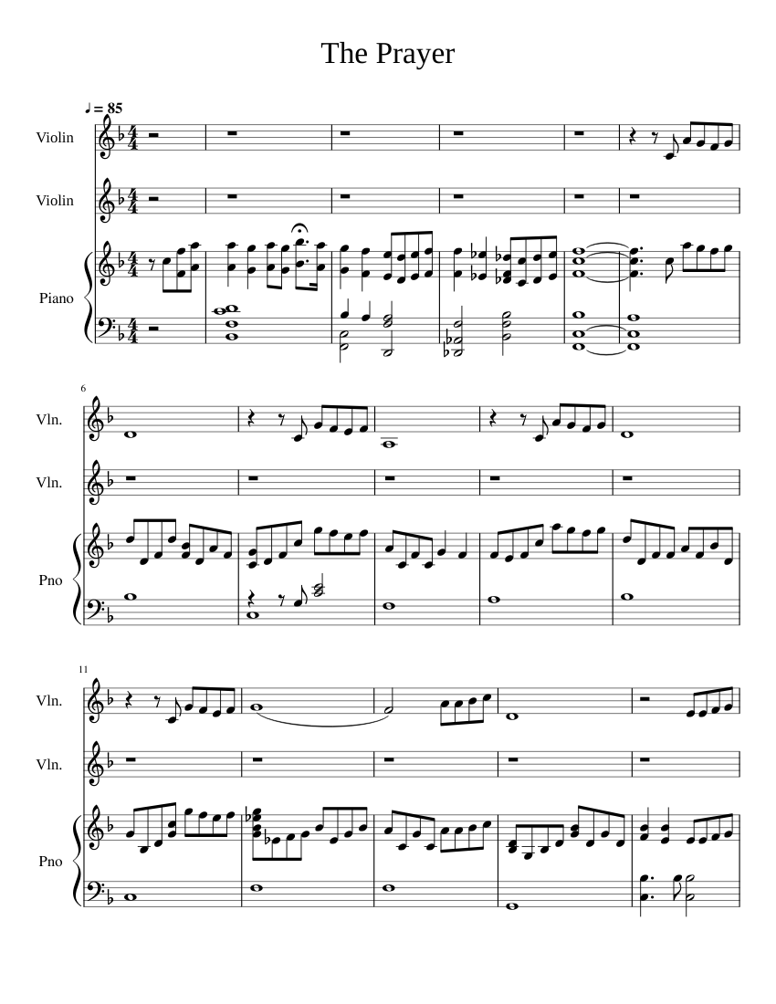 The prayer instrumental piano and violin top
