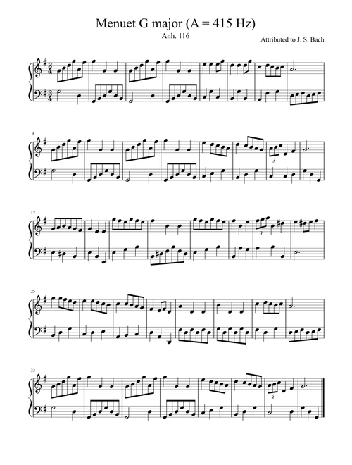 Anh 116: Menuet G major (A = 415 Hz)