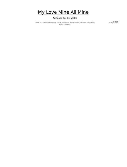 My Love Mine All Mine – Mitski (For a Full Orchestra)