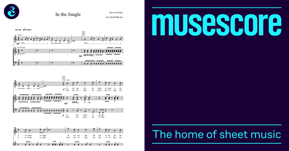 In the Jungle Sheet Music for Tenor, Bass voice, Baritone (Choral ...