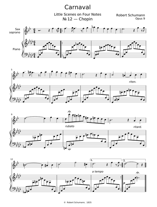 Robert Schumann – Carnaval – «Chopin» – Sax Soprano & Piano